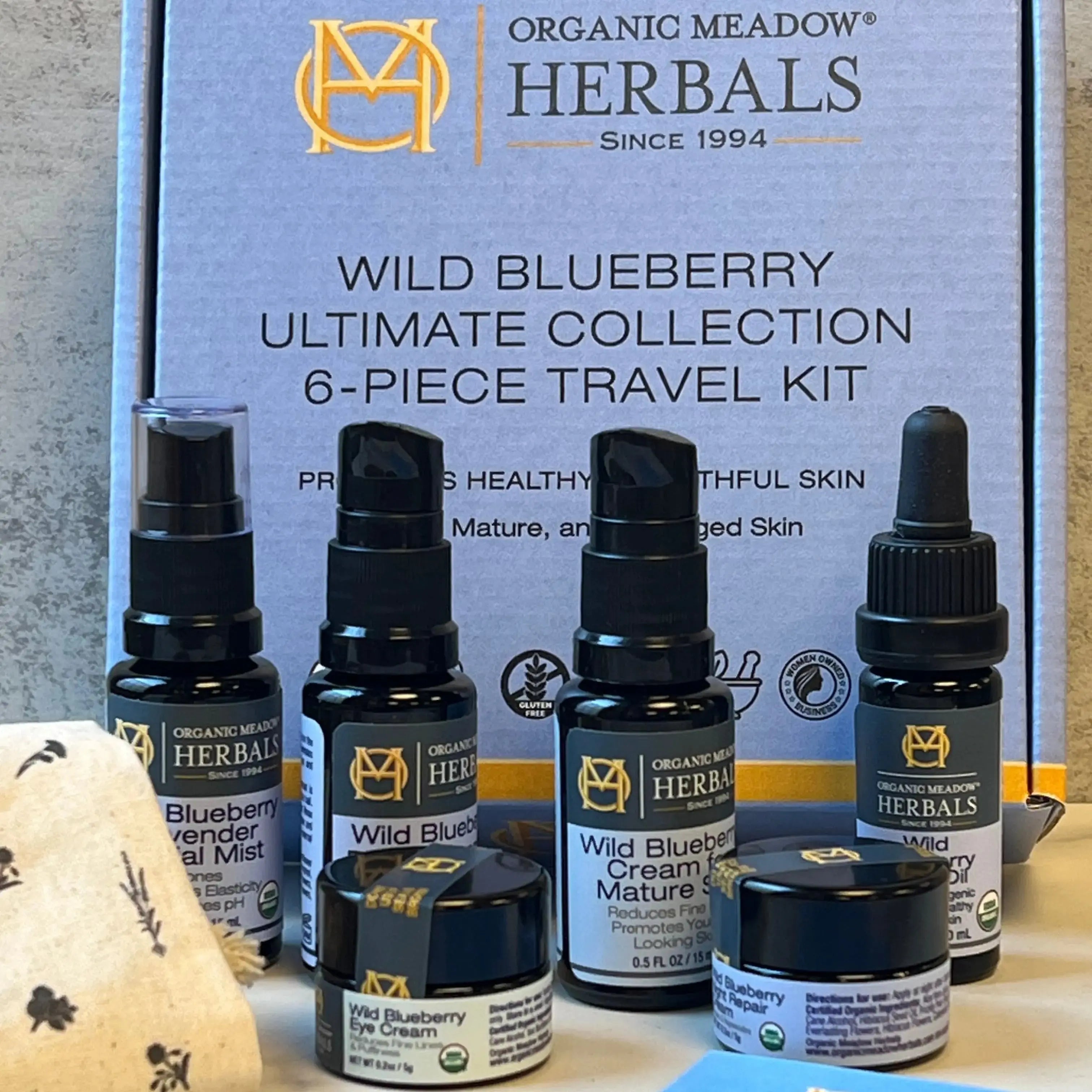 Value Pack! Wild Blueberry Ultimate Collection 6-Piece Travel Kit Organic Meadow Herbals