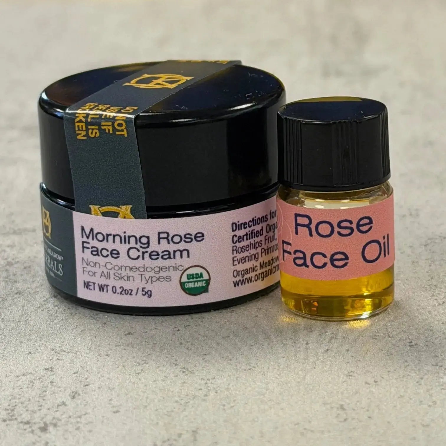 Mini Rose Collection | Travel Morning Rose Face Cream & Rose Face Oil Organic Meadow Herbals