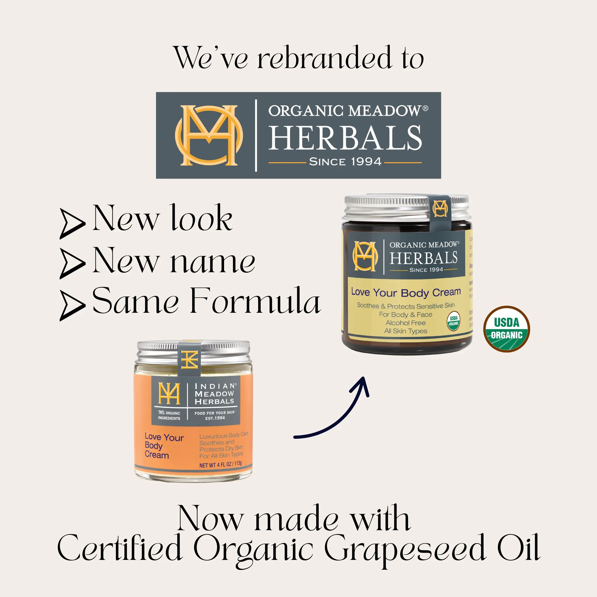 USDA Organic Love Your Body Cream Organic Meadow Herbals