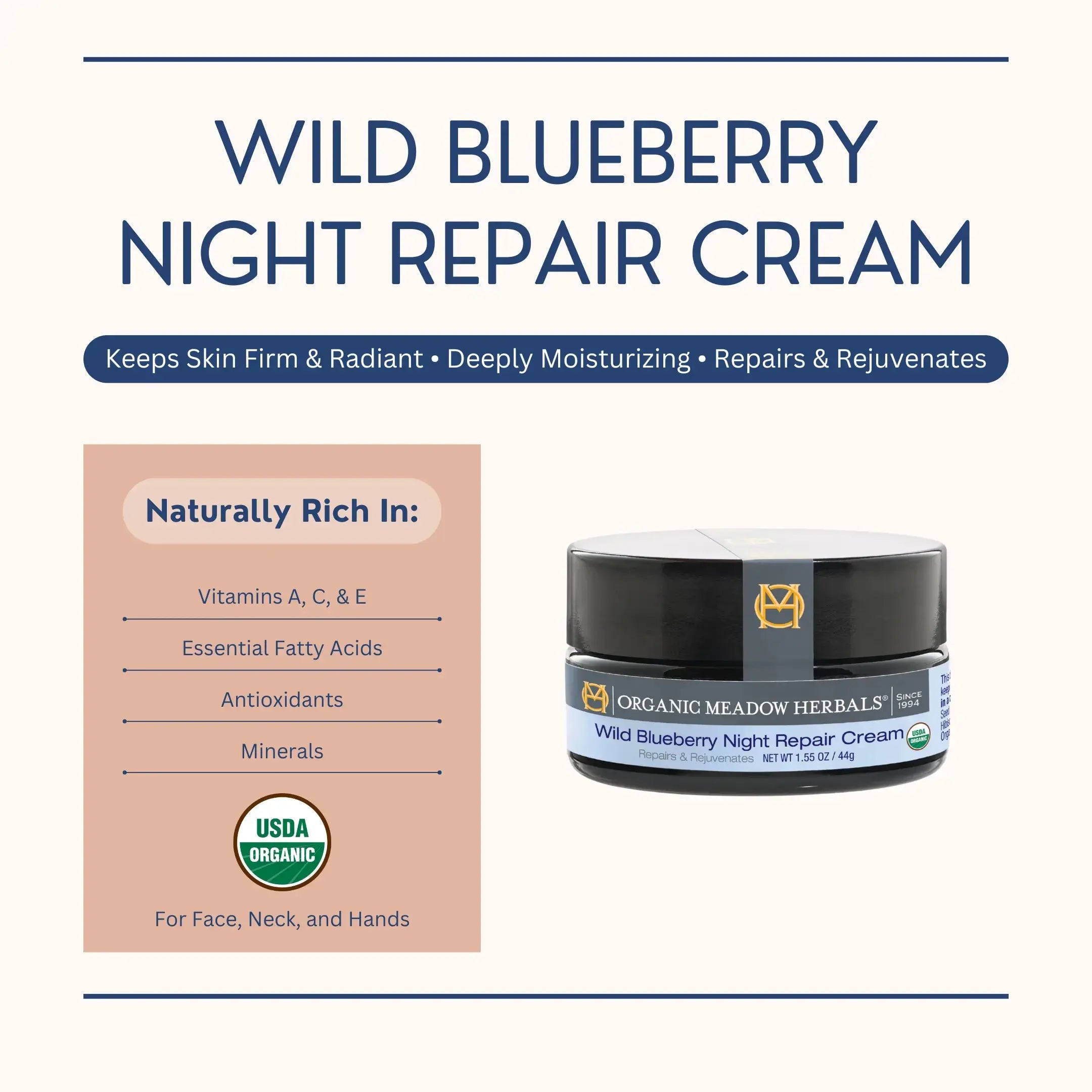 Wild Blueberry Night Repair Cream Organic Meadow Herbals