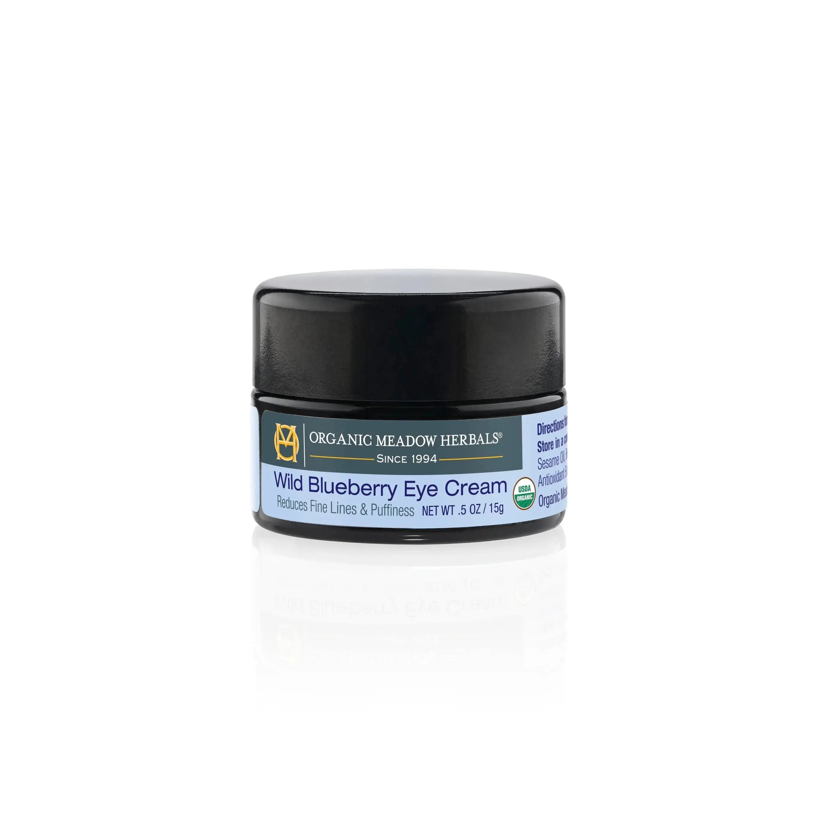 Organic Wild Blueberry Eye Cream for Fine Lines & Dark Circles - Hydrating & Brightening Organic Meadow Herbals