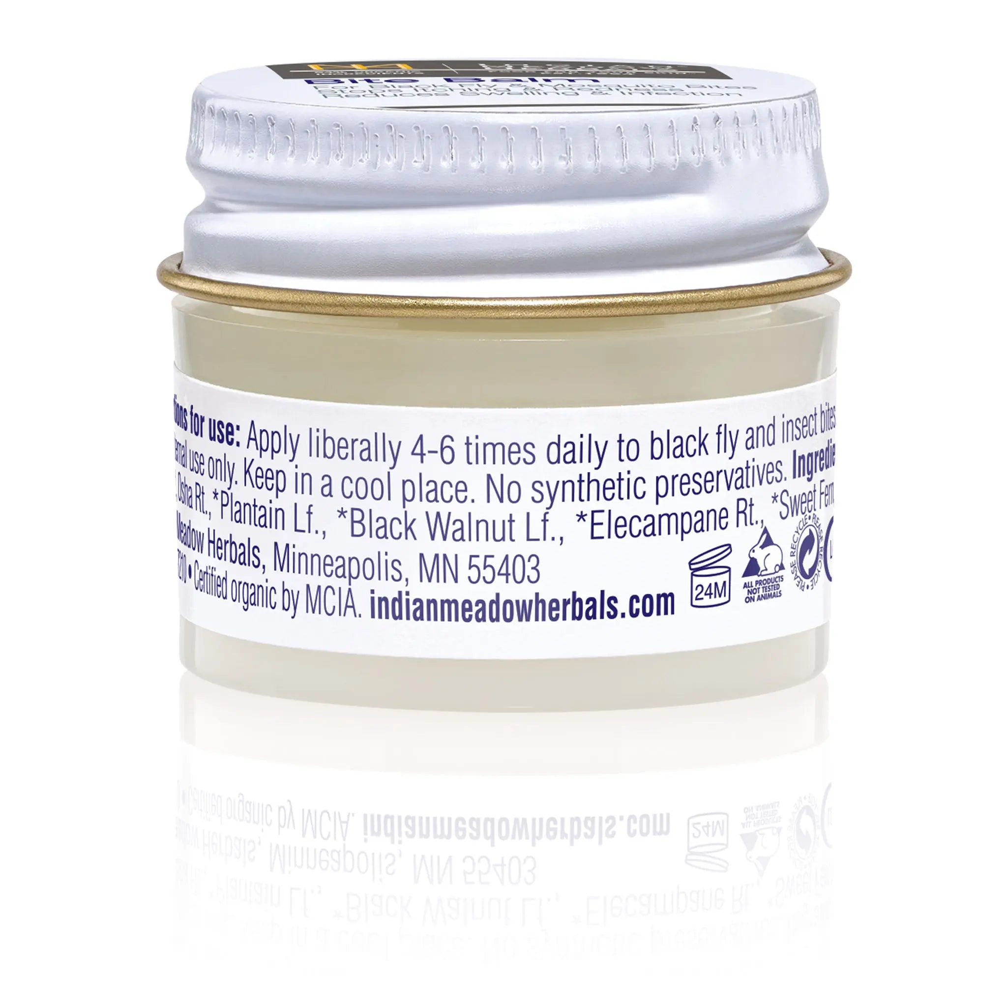 Bite Balm back of jar label