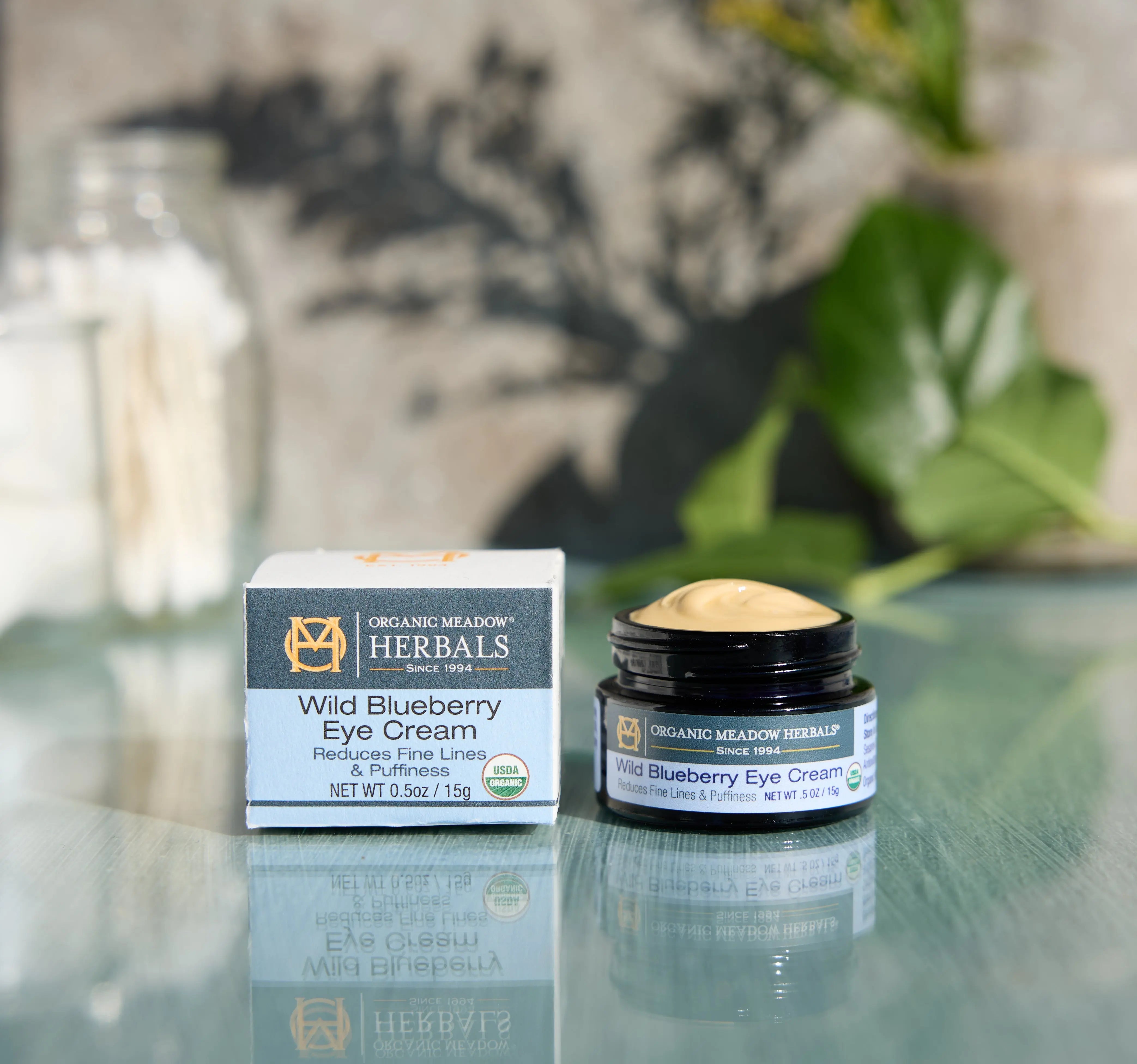 Organic Wild Blueberry Eye Cream for Fine Lines & Dark Circles - Hydrating & Brightening Organic Meadow Herbals